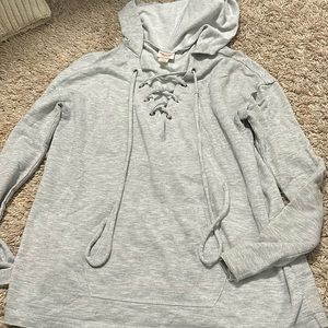 Grey tie up Hoodie